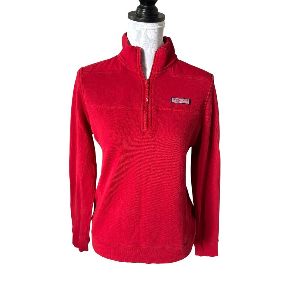 Vineyard Vines Womens Red Sweatshirt Pullover 1/4 Zip Xsmall